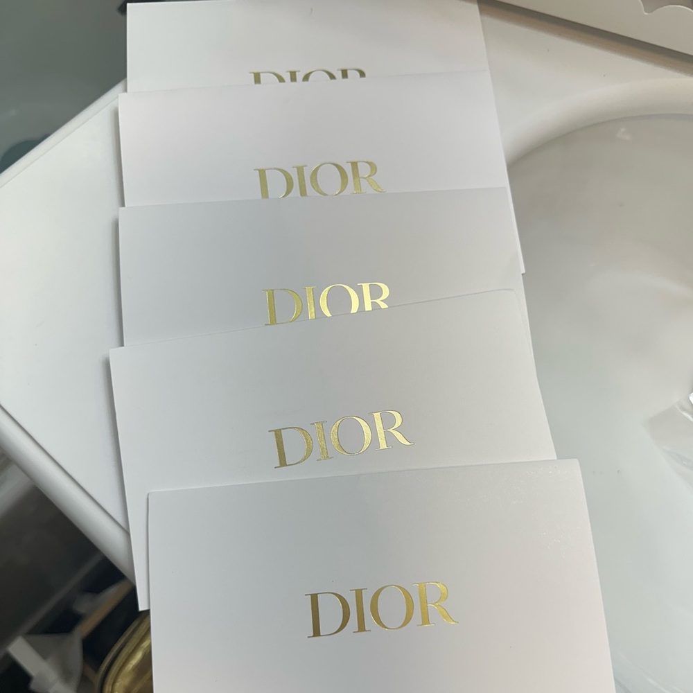 Dior Satin Ribbon in White with Gold Accents
Set of 5 envelops with  Dior ribbon